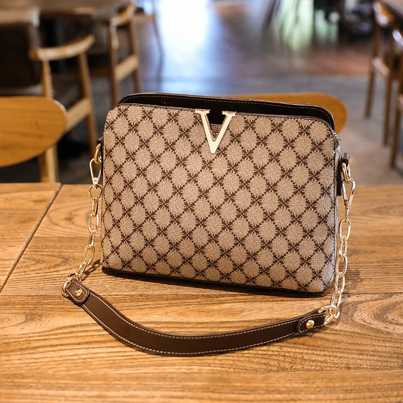 Novo designer de luxo bolsa ombro para mulheres couro do plutônio crossbody mensageiro sacos femininos moda corrente estilingue senhoras bolsas xadrez