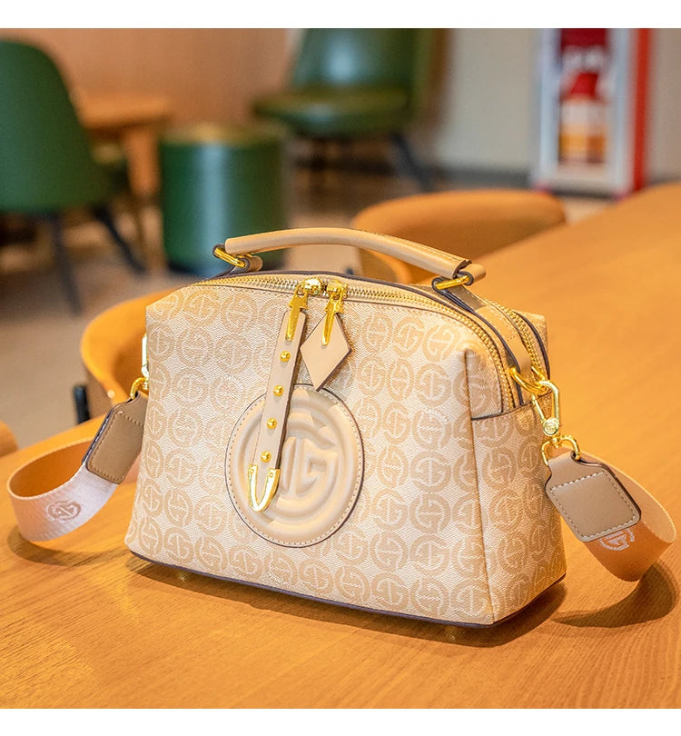 Bolsa crossbody retrô de ombro único para mulheres, Dai dourado, versátil bolsa travesseiro Boston, luxo leve