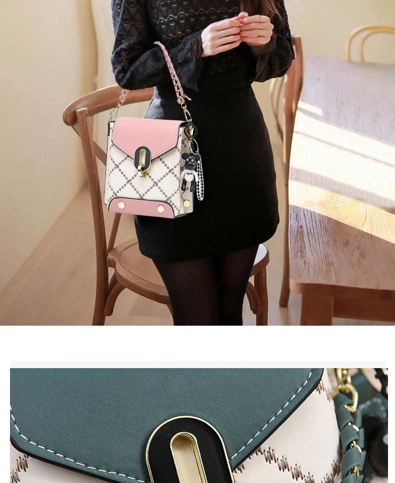 Mini Studded Decor Crossbody Bag,para mulheres.bolsa de telefone movel.