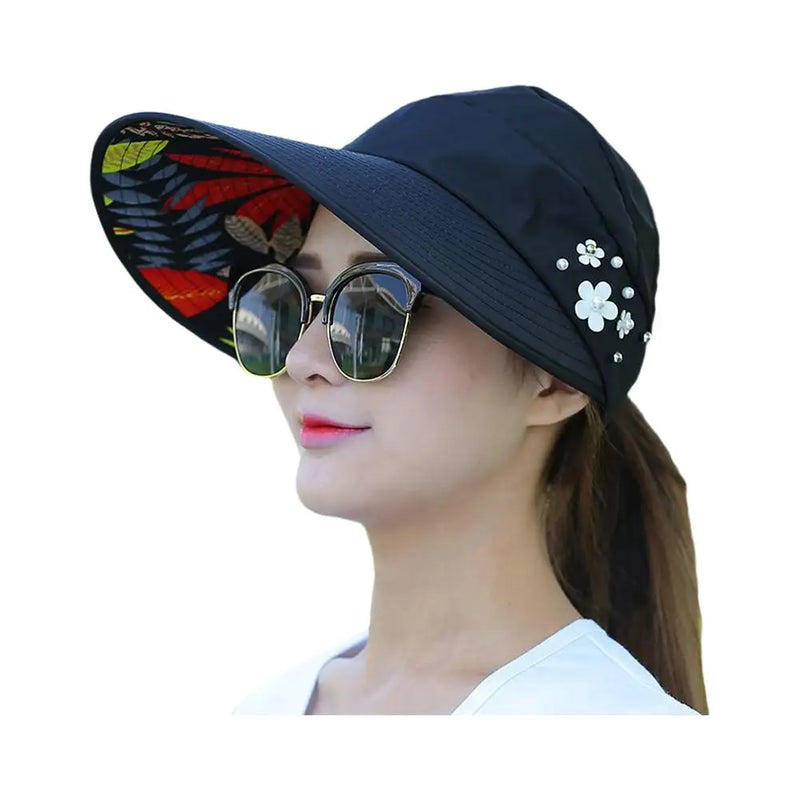 Chapeu de sol feminino, sobravel de aba larga.